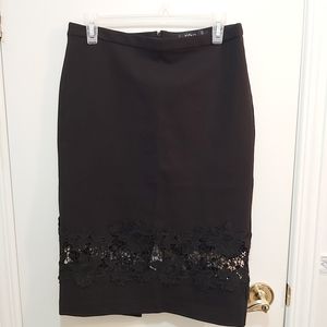 Icone Black Rayon+Nylon Skirt with Embroidery Size 8